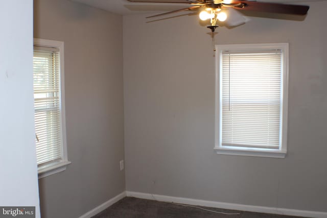8 Pine St, New Egypt, NJ 08533 - empty room with ceiling fan, baseboards, and dark colored carpet