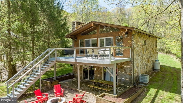636 Paradise Hts, Oakland, MD 21550 - view of outdoor structure with a fire pit, stairs, and cooling unit
