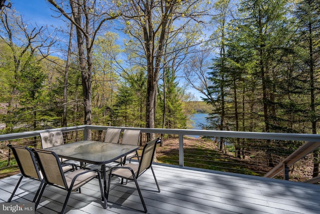 636 Paradise Hts, Oakland, MD 21550 - wooden terrace featuring outdoor dining area and a water view