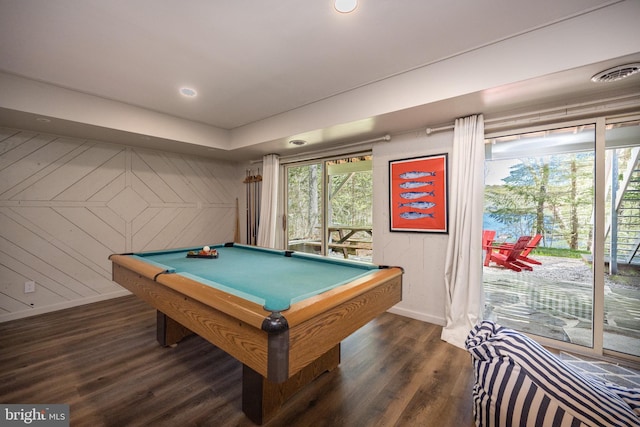 636 Paradise Hts, Oakland, MD 21550 - rec room with baseboards, dark wood-type flooring, healthy amount of natural light, pool table, and recessed lighting