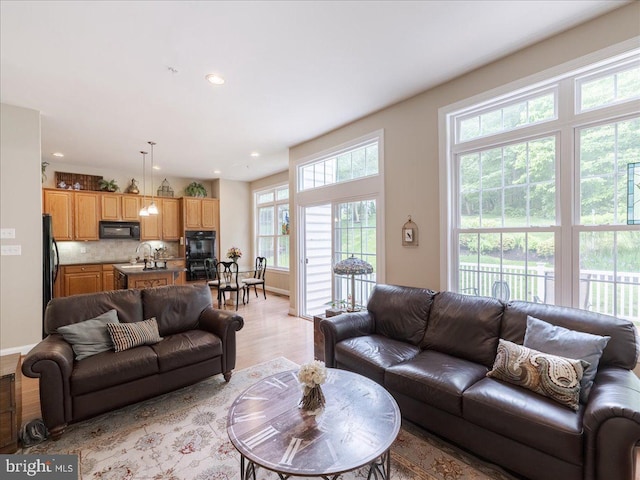 120 Whiteland Hills Cir, Exton, PA 19341 - living area with light wood-style flooring and recessed lighting