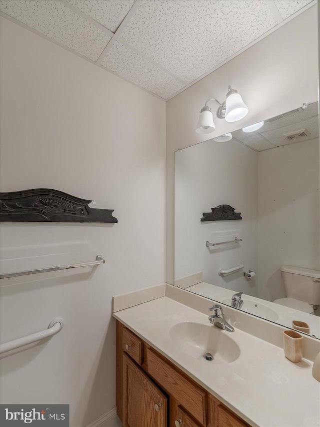 120 Whiteland Hills Cir, Exton, PA 19341 - half bath featuring vanity, toilet, and a paneled ceiling