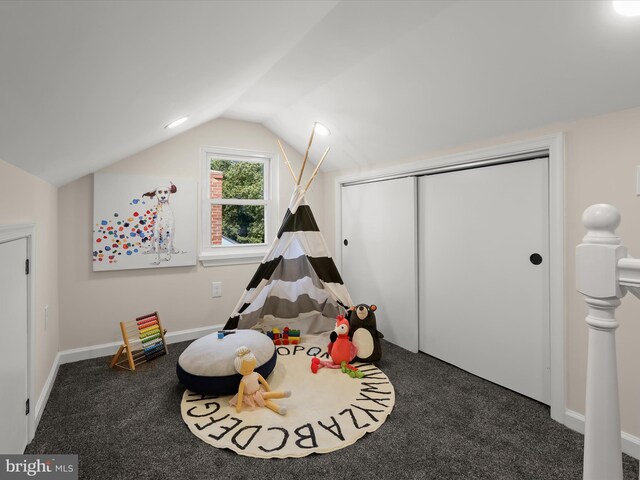 3817 Arbutus Ave, Baltimore, MD 21207 - game room with vaulted ceiling, carpet, and baseboards