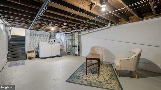409 W 10th Ave, Conshohocken, PA 19428 - basement featuring washer and clothes dryer, stairway, and electric panel