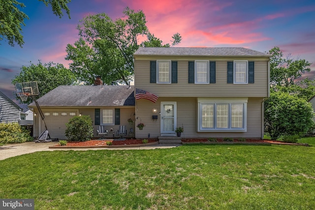 230 Aqua Ln, Delran, NJ 08075 - colonial house with an attached garage, a front yard, and concrete driveway