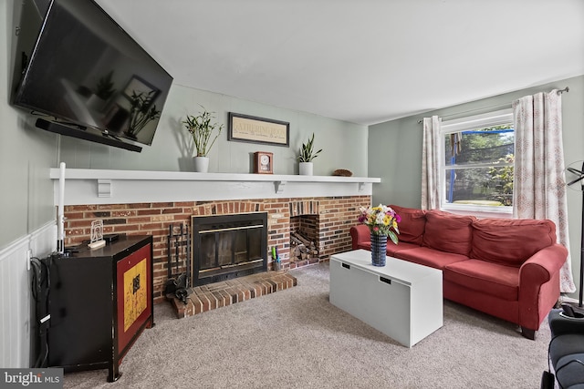 230 Aqua Ln, Delran, NJ 08075 - carpeted living room featuring a brick fireplace