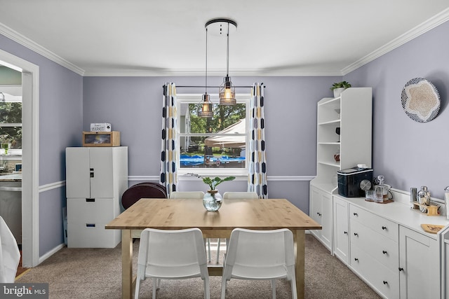 230 Aqua Ln, Delran, NJ 08075 - dining area featuring carpet flooring, ornamental molding, and baseboards