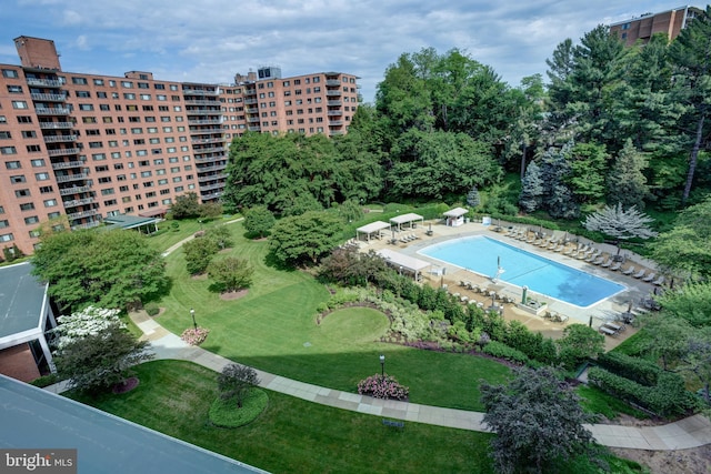 4201 Cathedral Ave NW Unit 1004E, Washington, DC 20016 - bird's eye view of a pool and apartment complex