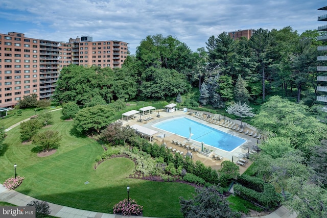 4201 Cathedral Ave NW Unit 1004E, Washington, DC 20016 - aerial view of a pool and apartment complex