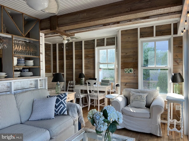 204 Coral St, Beach Haven, NJ 08008 - living area featuring wood finished floors and wooden walls