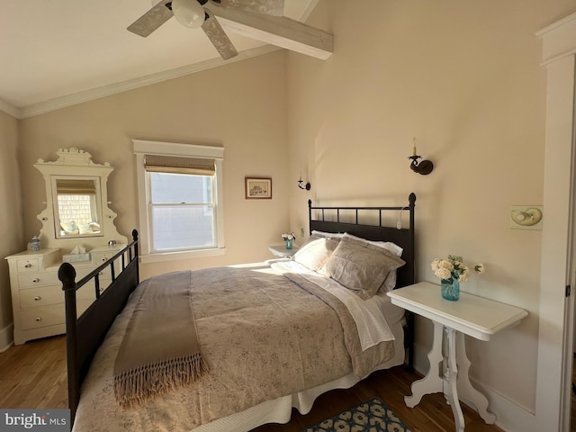 204 Coral St, Beach Haven, NJ 08008 - bedroom with vaulted ceiling, crown molding, wood finished floors, and baseboards