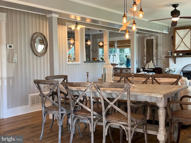 204 Coral St, Beach Haven, NJ 08008 - dining space featuring a ceiling fan, wood finished floors, and baseboards