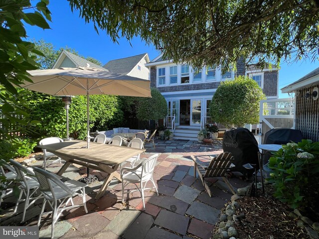 204 Coral St, Beach Haven, NJ 08008 - view of patio with outdoor dining area and entry steps
