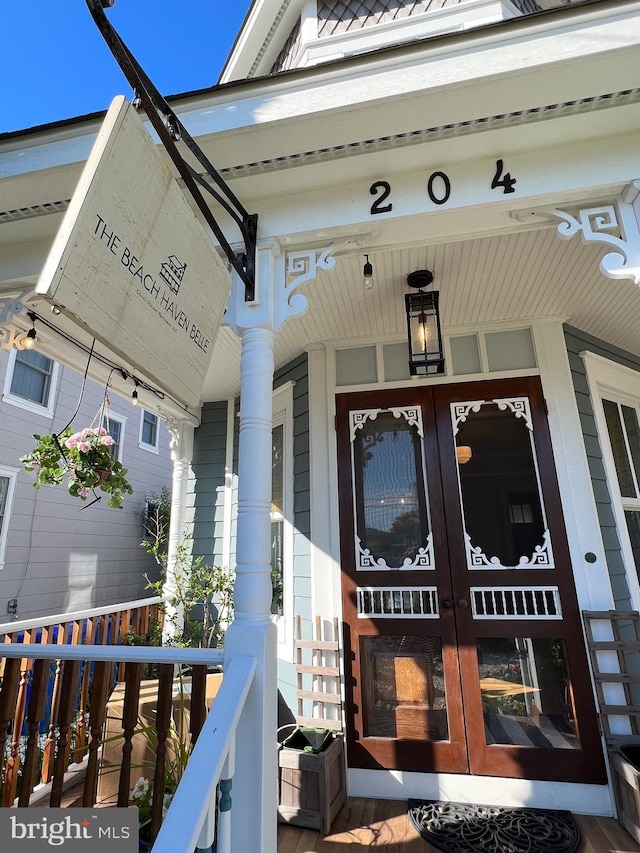 204 Coral St, Beach Haven, NJ 08008 - property entrance featuring a porch and french doors