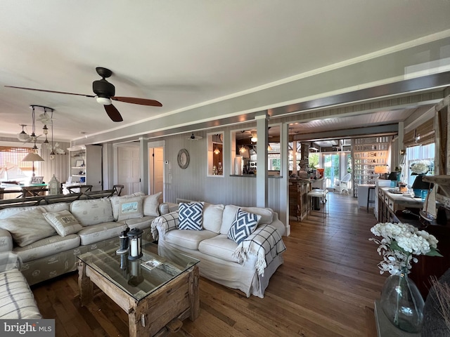 204 Coral St, Beach Haven, NJ 08008 - living room featuring ceiling fan and wood finished floors