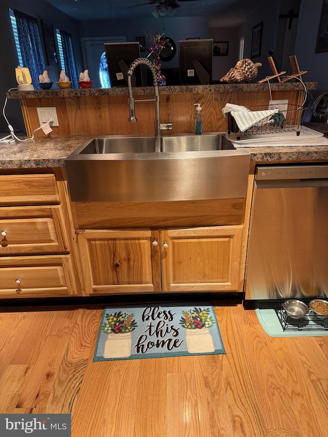 71 Shultz Way, Moorefield, WV 26836 - kitchen with dishwasher, a sink, and wood finished floors