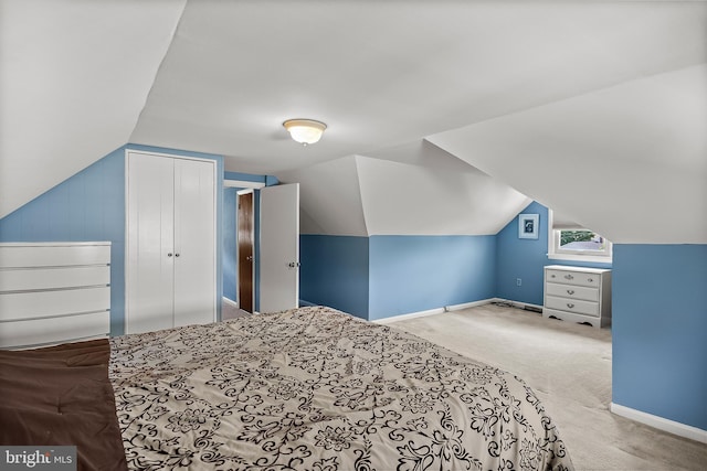 74 N Chester Ave, Riverside, NJ 08075 - carpeted bedroom featuring vaulted ceiling, a closet, and baseboards