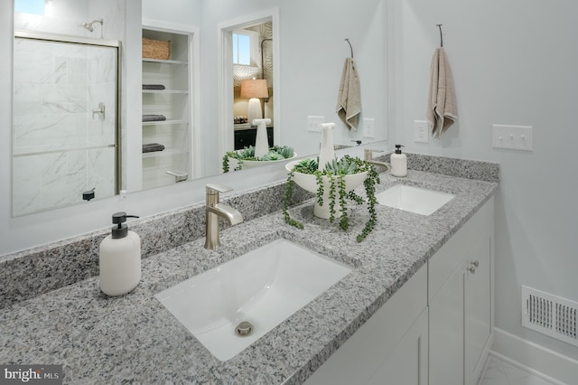 36531 Burleson Dr, Frankford, DE 19945 - bathroom featuring a shower stall and double vanity