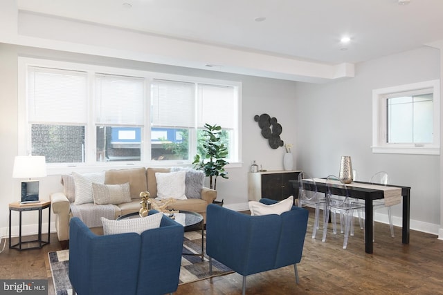 1212 E Susquehanna Ave Unit D, Philadelphia, PA 19125 - living room featuring baseboards, wood finished floors, and recessed lighting