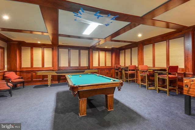 2765 Centerboro Dr Unit 362, Vienna, VA 22181 - recreation room with carpet flooring, billiards, coffered ceiling, and recessed lighting