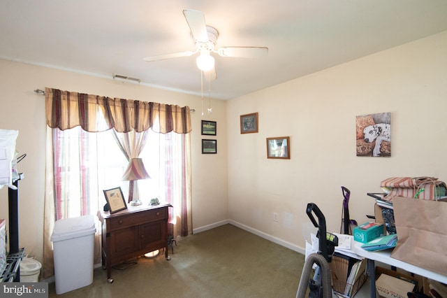 5294 Bucktown Rd, Cambridge, MD 21613 - carpeted home office featuring a ceiling fan and baseboards