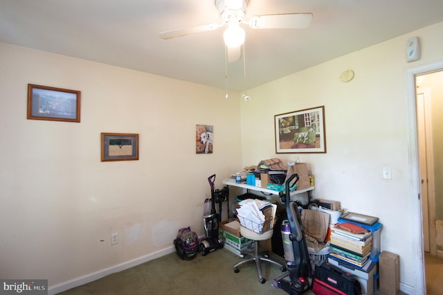 5294 Bucktown Rd, Cambridge, MD 21613 - office featuring carpet floors, ceiling fan, and baseboards