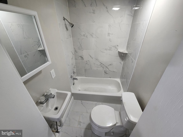 1000 E Preston St, Baltimore, MD 21202 - full bath with a sink, marble finish floors, toilet, and bathtub / shower combination