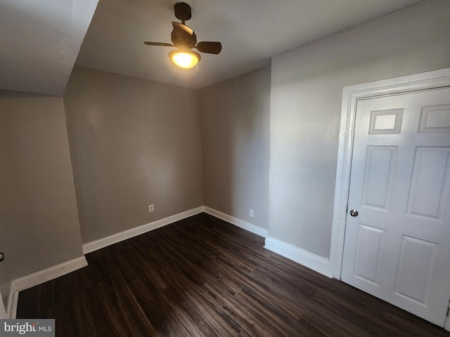 1000 E Preston St, Baltimore, MD 21202 - unfurnished room featuring baseboards, dark wood-style floors, and ceiling fan