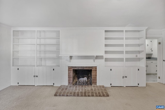 1340 Hilltop Rd, Charlottesville, VA 22903 - unfurnished living room featuring carpet floors and a fireplace