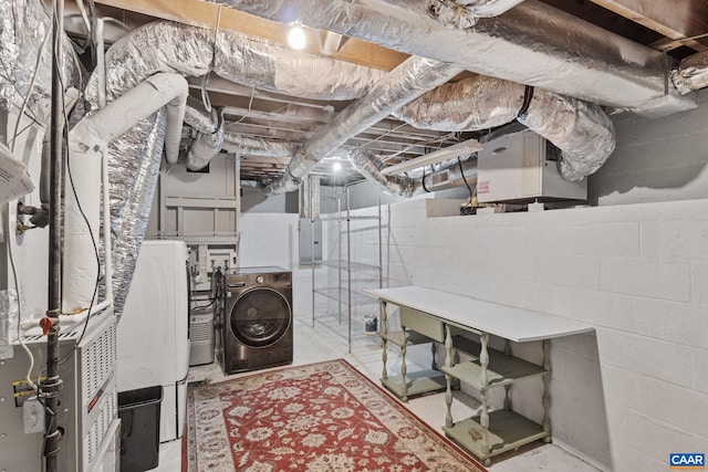 1340 Hilltop Rd, Charlottesville, VA 22903 - unfinished below grade area featuring washing machine and dryer and electric panel