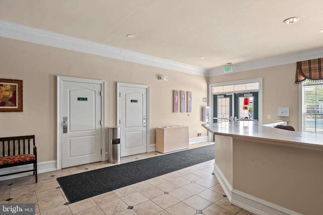 7305 Brookview Rd Unit 207, Elkridge, MD 21075 - foyer featuring crown molding, baseboards, french doors, and light tile patterned flooring