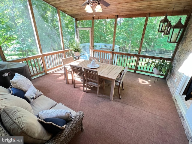 1027 Hart Rd, Baltimore, MD 21286 - sunroom / solarium with ceiling fan and outdoor dining space