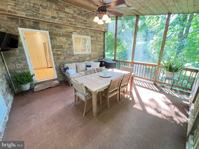 1027 Hart Rd, Baltimore, MD 21286 - sunroom / solarium featuring ceiling fan and outdoor dining area