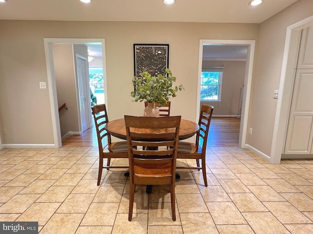 1027 Hart Rd, Baltimore, MD 21286 - dining room with recessed lighting, light tile patterned floors, and baseboards