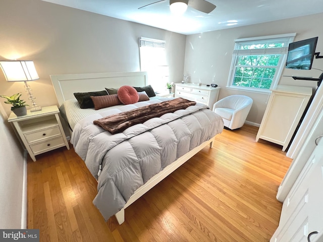 1027 Hart Rd, Baltimore, MD 21286 - bedroom with light wood finished floors, multiple windows, baseboards, and ceiling fan