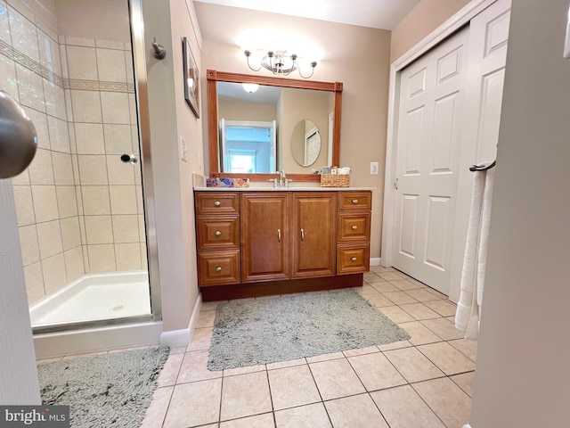 1027 Hart Rd, Baltimore, MD 21286 - full bathroom featuring a shower stall, tile patterned floors, vanity, and baseboards