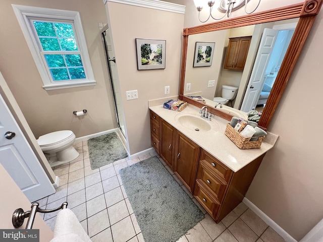 1027 Hart Rd, Baltimore, MD 21286 - full bath featuring toilet, a shower stall, vanity, baseboards, and tile patterned floors