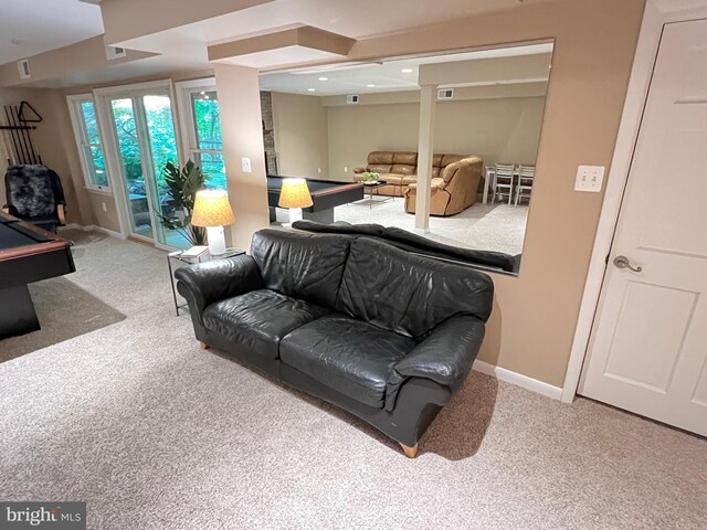 1027 Hart Rd, Baltimore, MD 21286 - carpeted bedroom with billiards table, access to outside, and baseboards