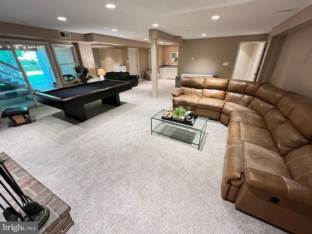 1027 Hart Rd, Baltimore, MD 21286 - carpeted living area with billiards and recessed lighting