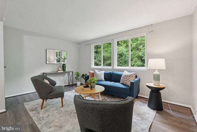 6842 Heatherway Ct, Alexandria, VA 22315 - living room with baseboards, wood finished floors, and lofted ceiling