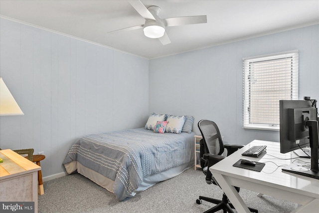 537 Candlelight Ln, Bethany Beach, DE 19930 - bedroom with a desk, carpet flooring, ornamental molding, and ceiling fan