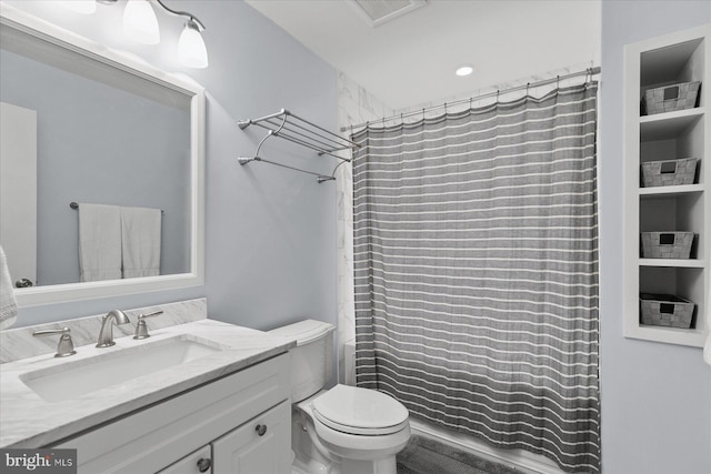 537 Candlelight Ln, Bethany Beach, DE 19930 - bathroom with toilet, vanity, and a shower with curtain