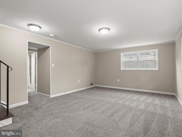 13214 Holdridge Rd, Silver Spring, MD 20906 - carpeted empty room featuring crown molding, baseboards, and a smoke detector