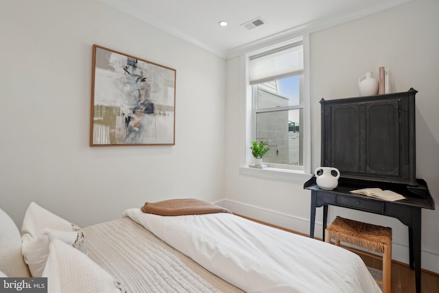 408 M St NW Unit 4, Washington, DC 20001 - bedroom with baseboards, ornamental molding, recessed lighting, and wood finished floors