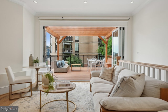 408 M St NW Unit 4, Washington, DC 20001 - living room featuring wood finished floors, plenty of natural light, crown molding, and recessed lighting