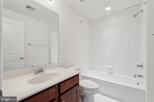 42322 Rising Moon Pl, Brambleton, VA 20148 - full bathroom with toilet, vanity, bathing tub / shower combination, recessed lighting, and tile patterned flooring