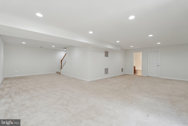 42322 Rising Moon Pl, Brambleton, VA 20148 - finished below grade area with light carpet, recessed lighting, stairway, and baseboards