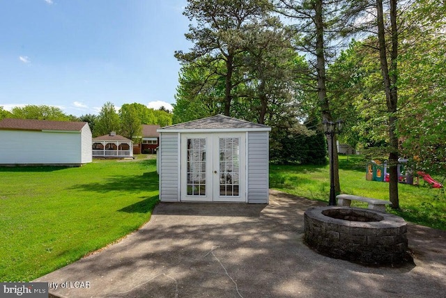 691 Harvey St, West Hazleton, PA 18202 - view of outdoor structure featuring an outdoor fire pit and an outbuilding