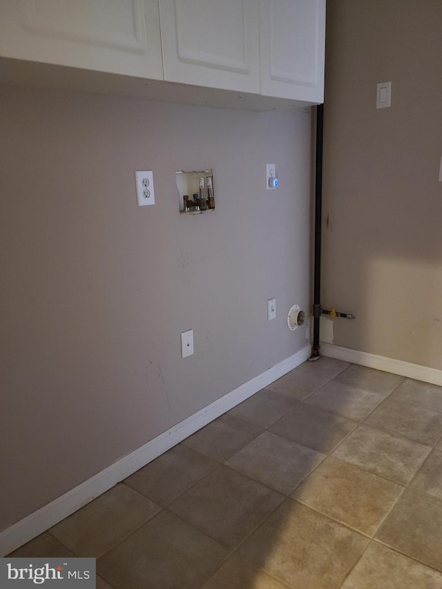 364 Swedesboro Rd, Mullica Hill, NJ 08062 - laundry area featuring cabinet space, hookup for a washing machine, light tile patterned floors, and baseboards