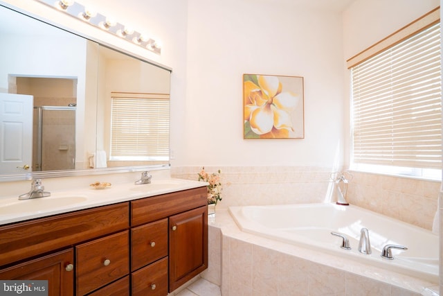 6 Galileo Dr, Cranbury, NJ 08512 - full bath featuring double vanity, a garden tub, and a stall shower